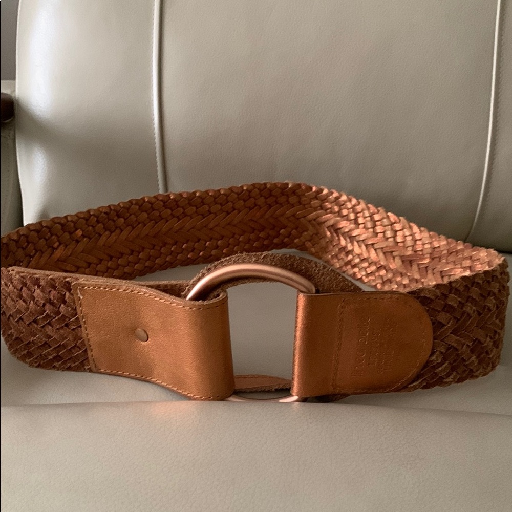 Linea Pelle Brown Braided Belt with Metallic Buckle
